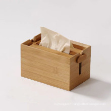 Boîte de boîte de tissu Boîte en bois de bambou réglable